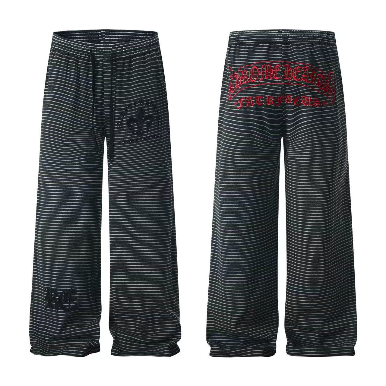 Lazy striped curved knife sweatpants