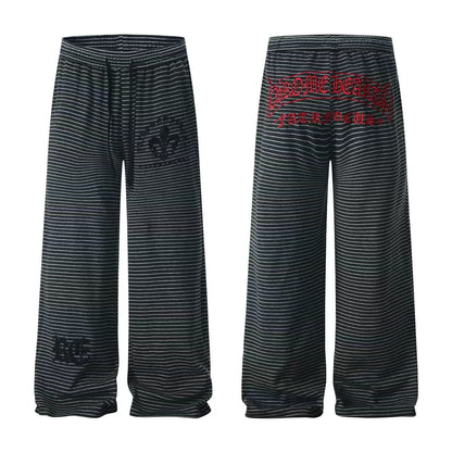 Lazy striped curved knife sweatpants