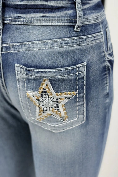 Vaqueros campana bordados con estrellas