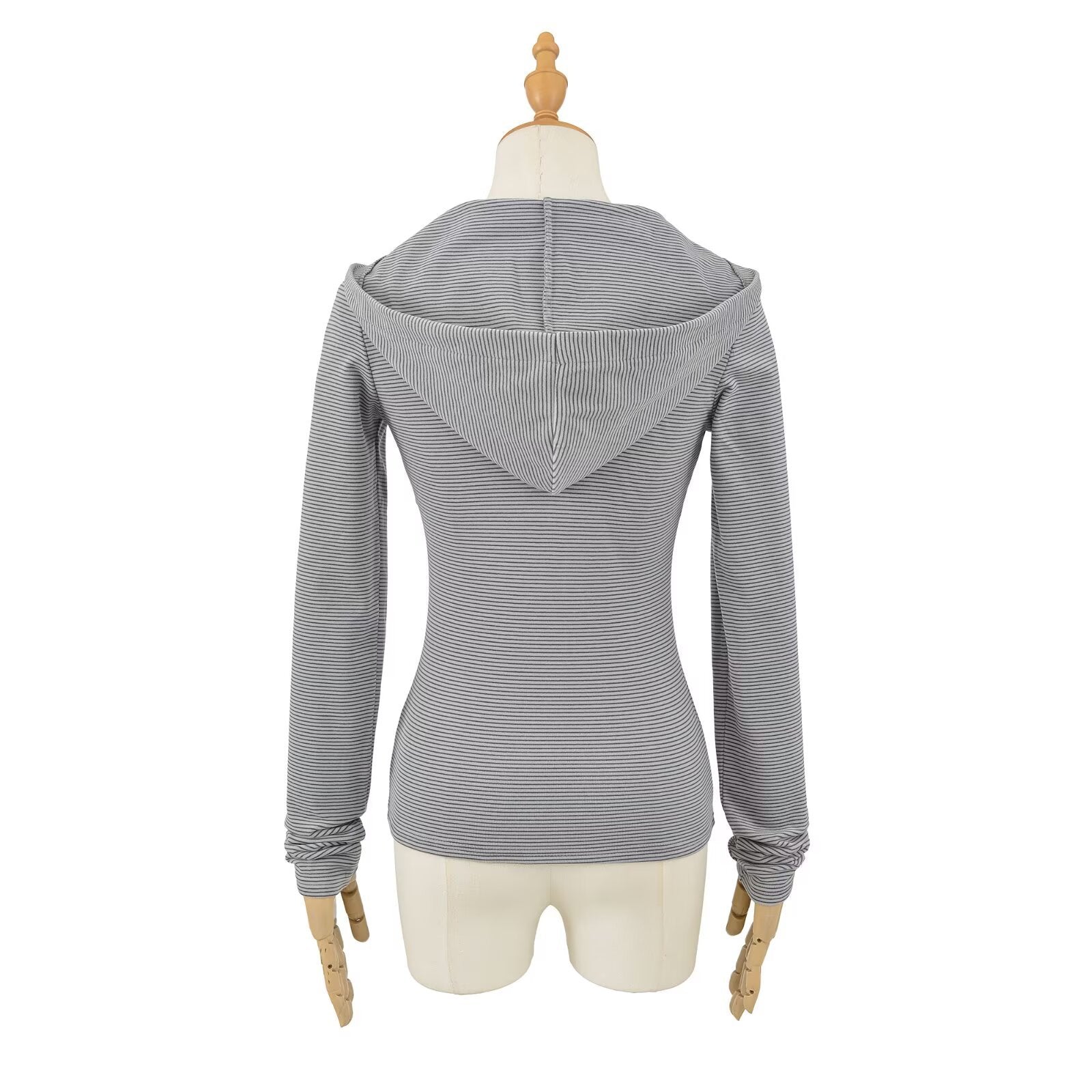 Striped retro striped long sleeved hooded top