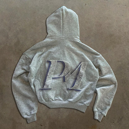 Sudadera con capucha estilo streetwear con estampado de dinero, suelta y con cremallera