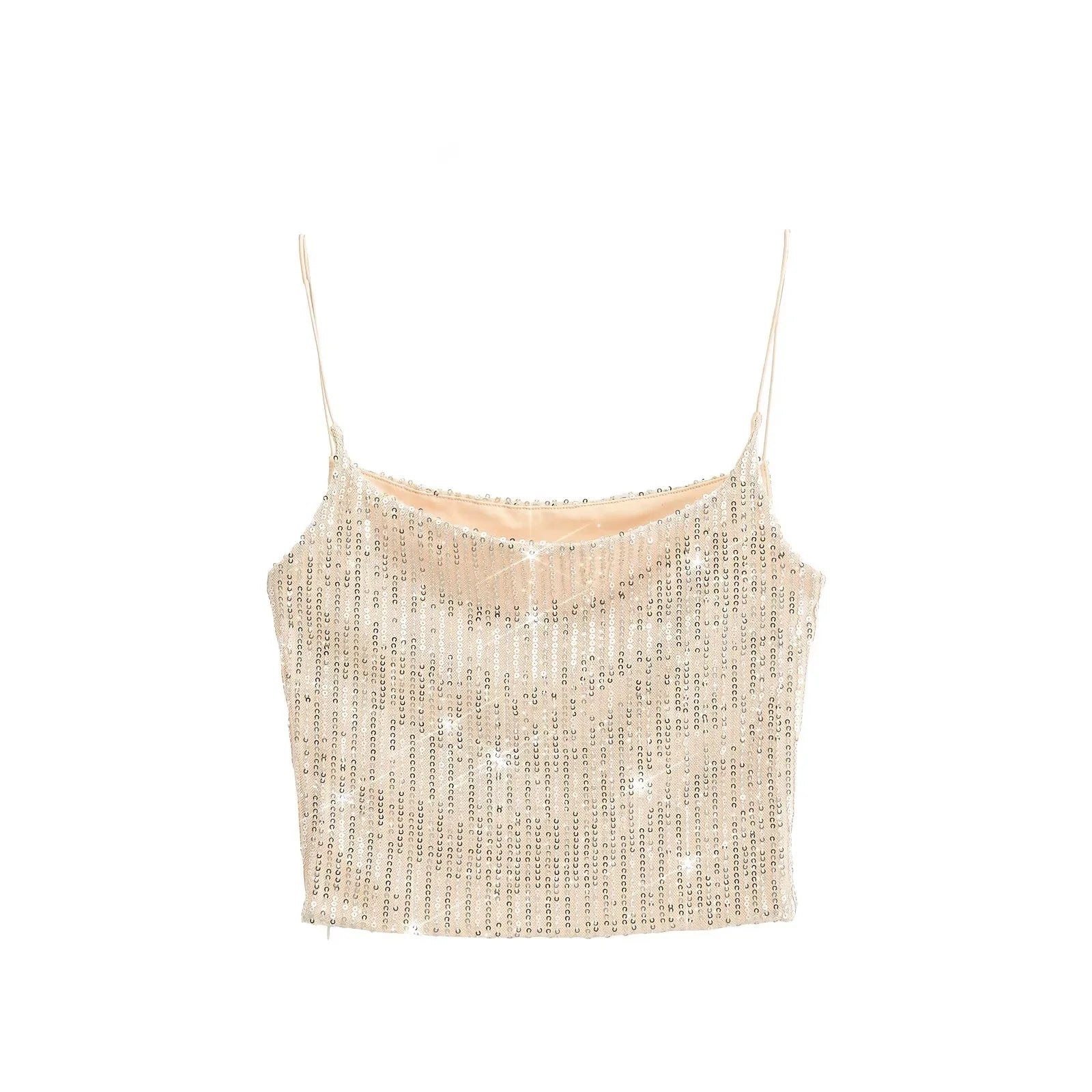 Sequined strapless tank top