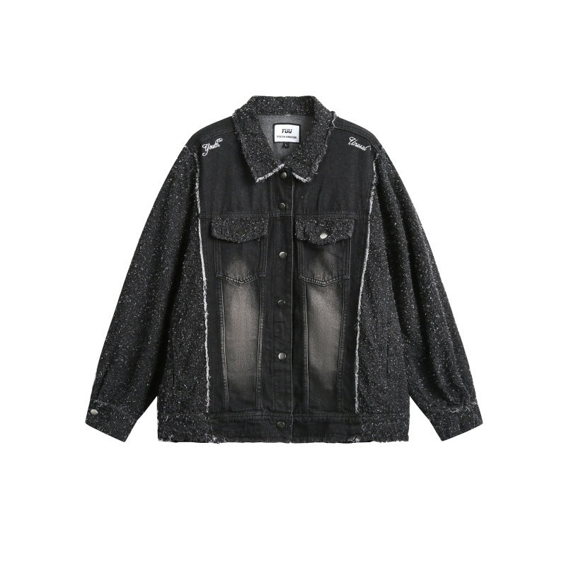 Casual Oversized Distressed Patchwork Washed Denim Jacket