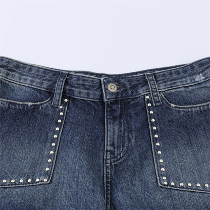 Shorts vaqueros con remaches sencillos