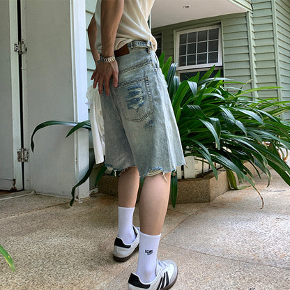 Shorts vaqueros desgastados y lavados