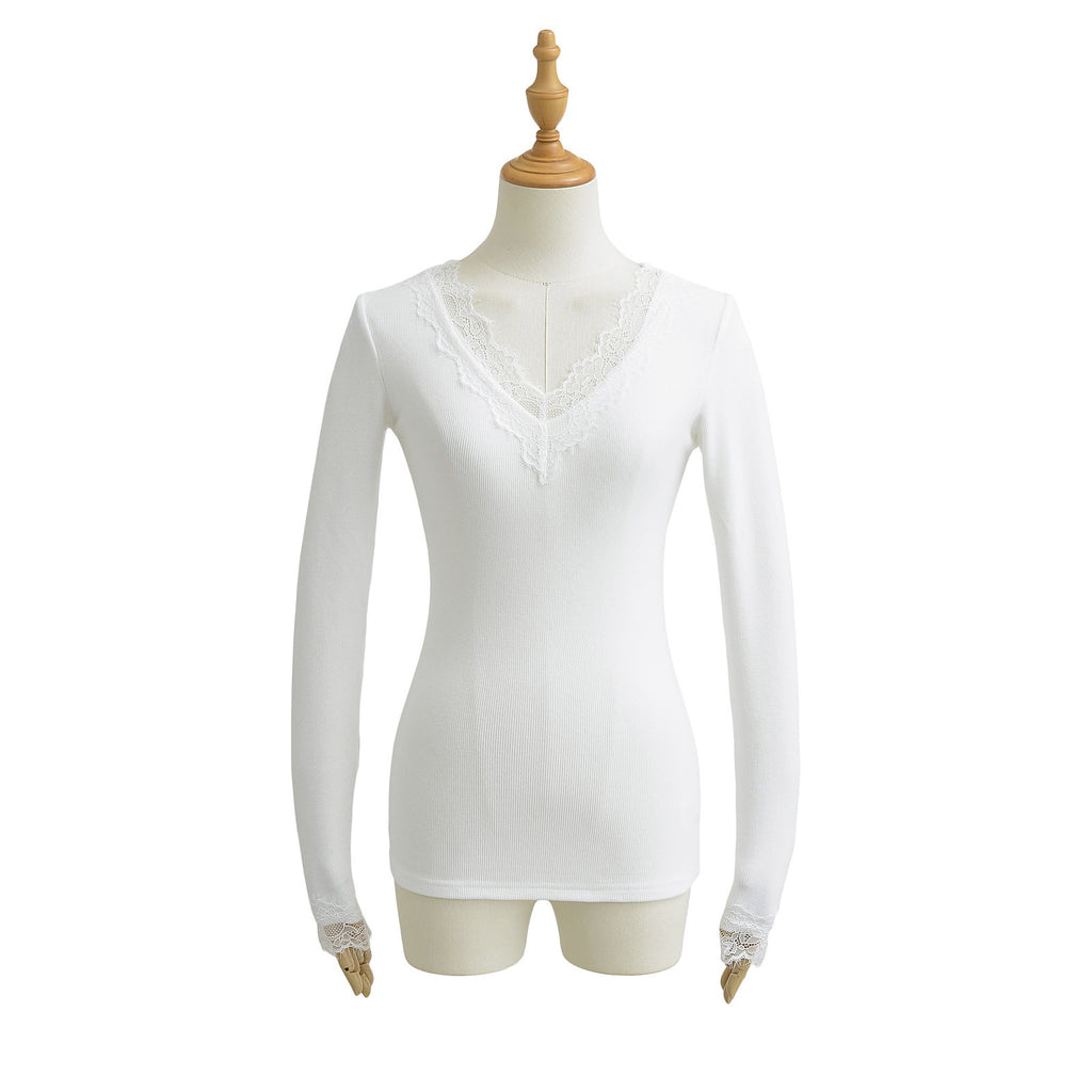 Lace lace slim fit T-shirt