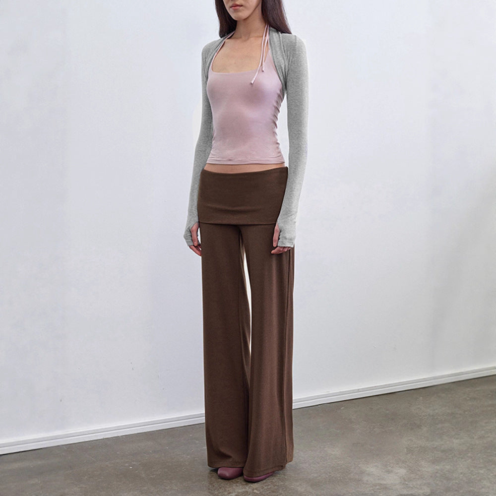 Low waist slim straight leg pants
