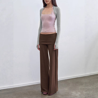 Low waist slim straight leg pants