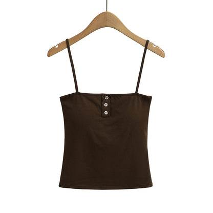 Sexy Metal Button Fitted Camisole Top