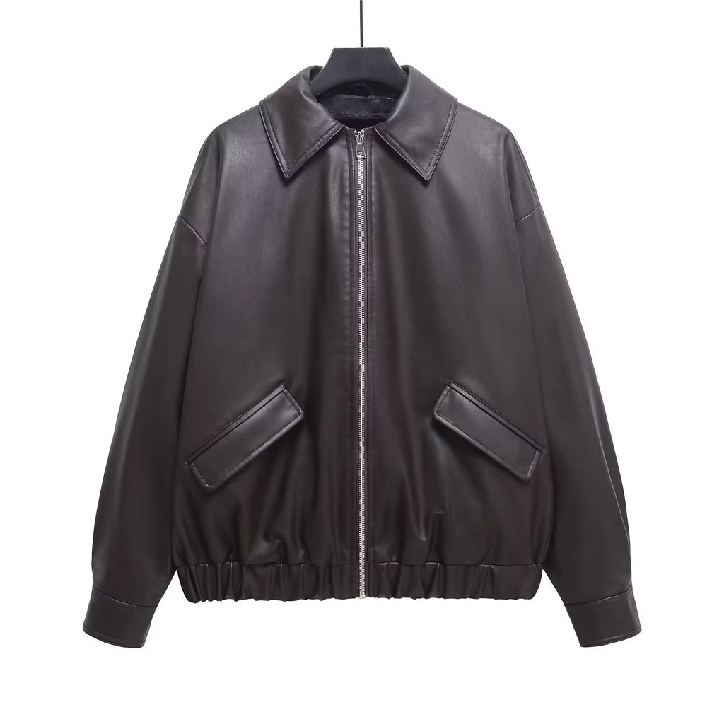 Imitation leather jacket and leather jacket