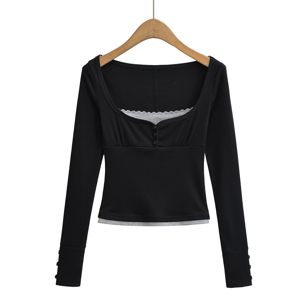 Lace lace slim fit top