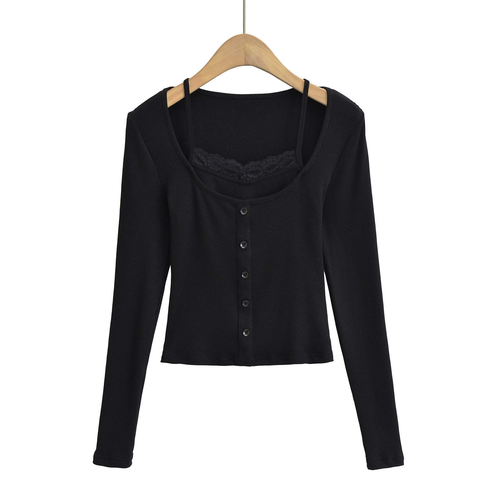 Slim lace lace long sleeved top