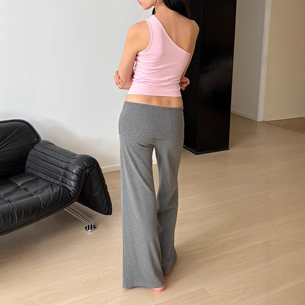 Low waist slim straight leg pants
