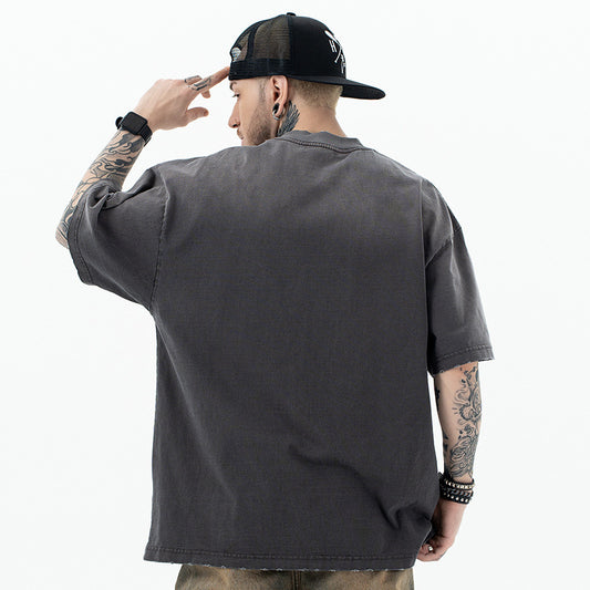 Fashion Streetwear Washed Faded Oversized Short Sleeve T-Shirt