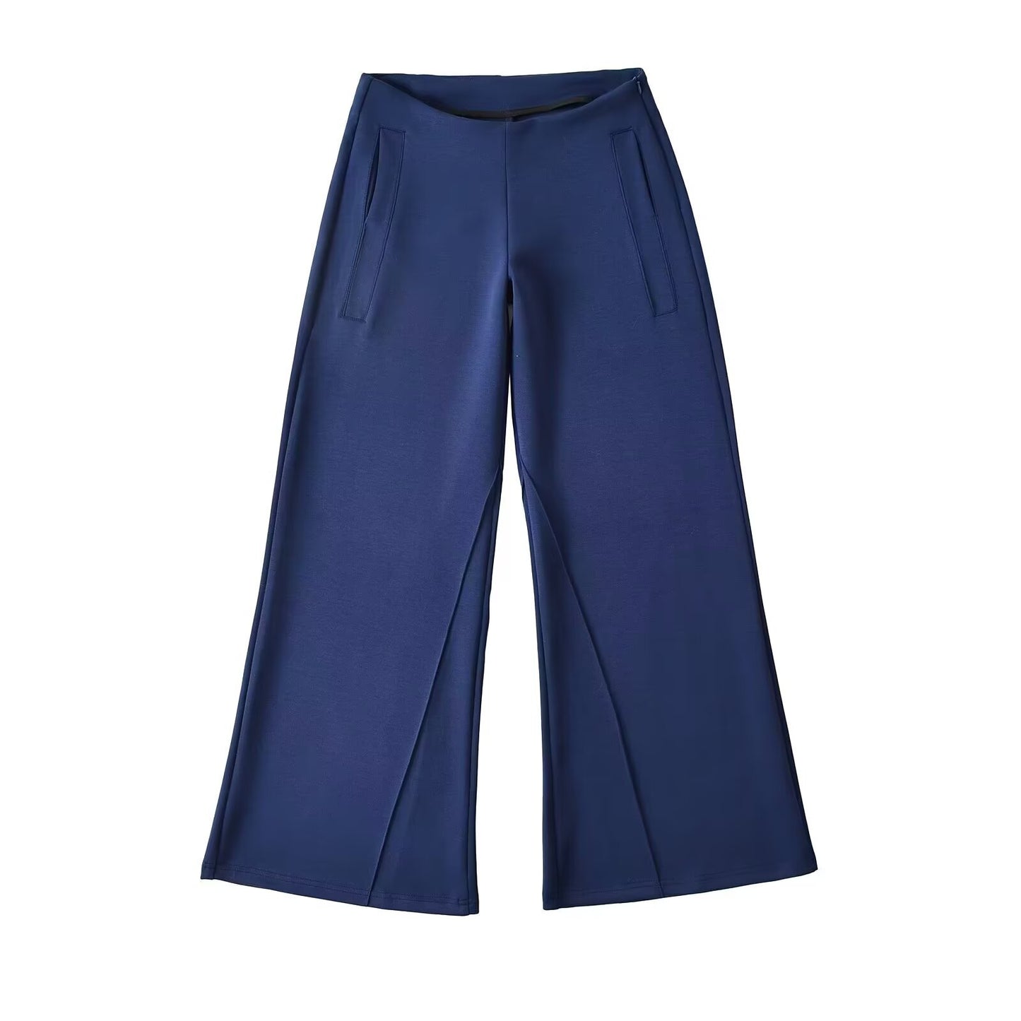 Pantalones informales de pierna recta acampanados de tiro bajo hasta el suelo