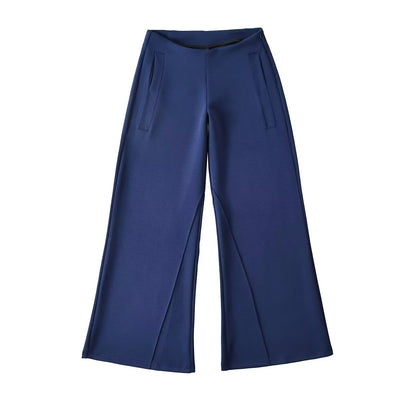 Pantalones informales de pierna recta acampanados de tiro bajo hasta el suelo