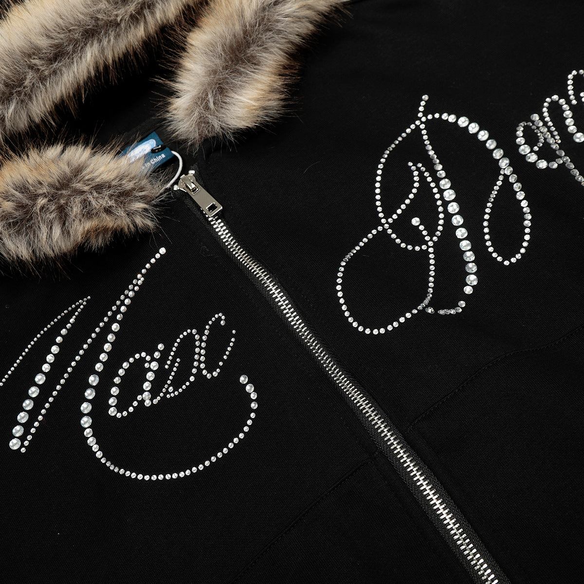 Hoodie fur collar jacket high waisted sweatshirt