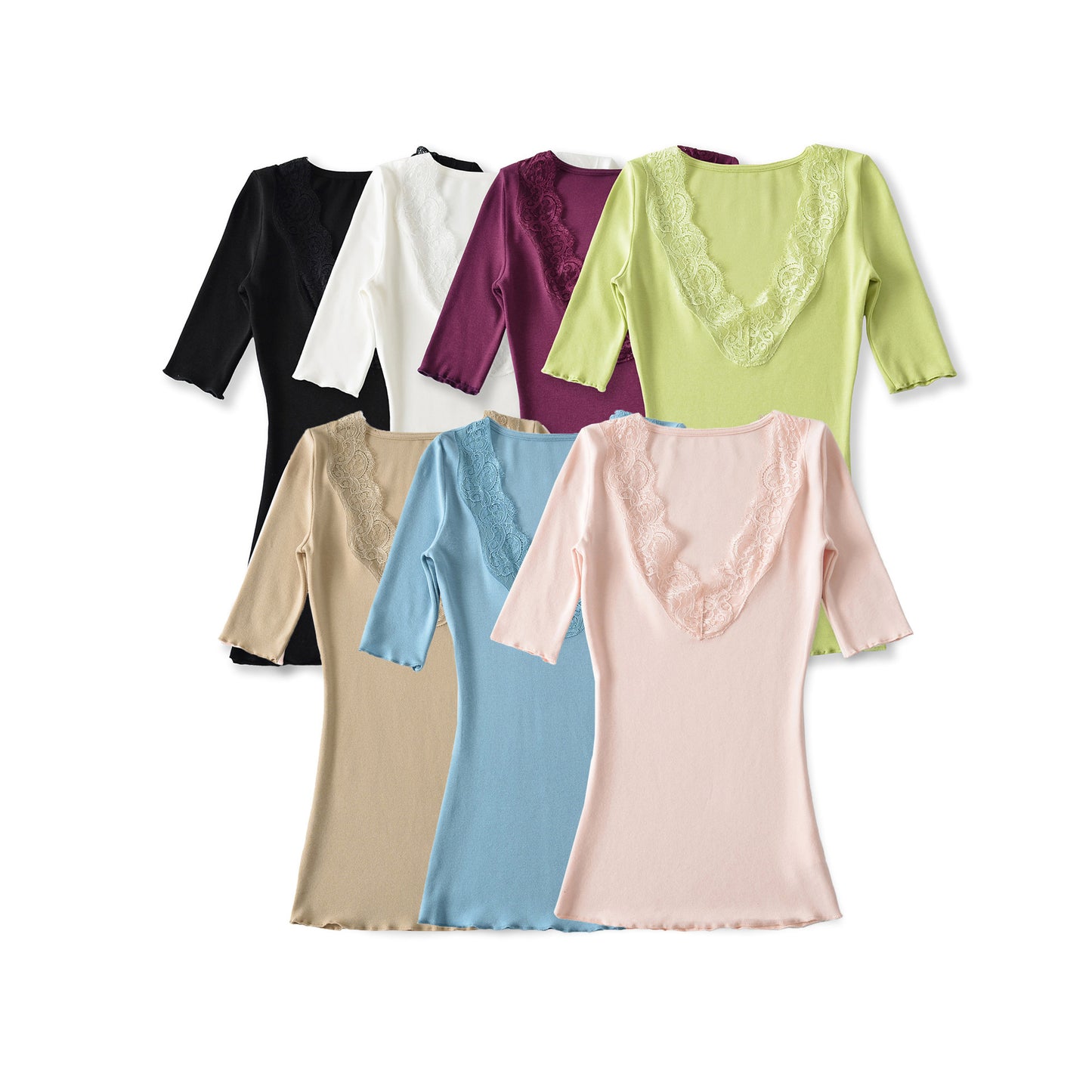 V-neck lace T-shirt