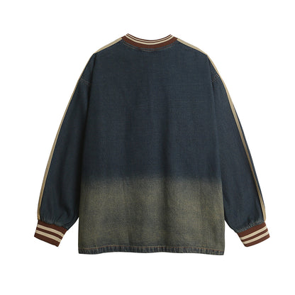 Sudadera con capucha de denim lavado bordada