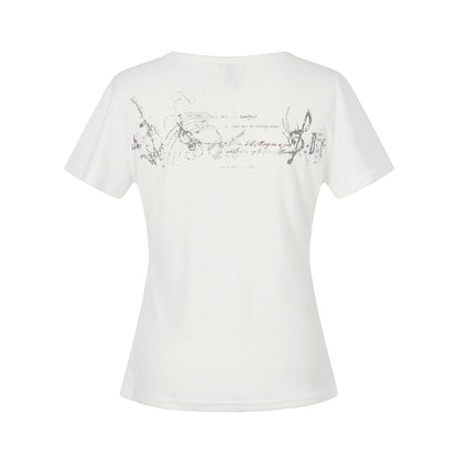 Print Henley Neck Short Sleeve T-Shirt Texture Casual Breathable Comfortable Top