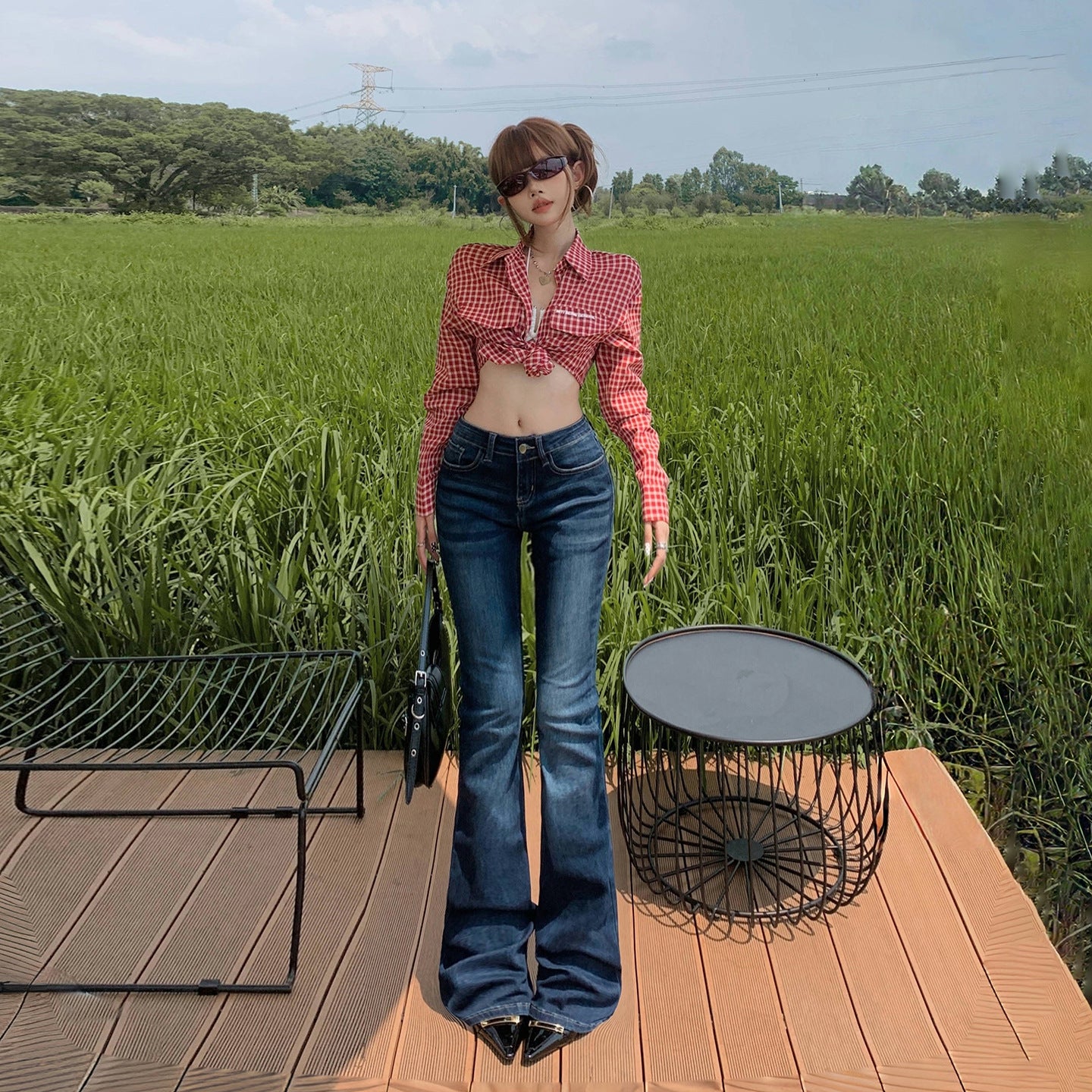 Retro Low Waist Flared Jeans Women Slim Fit Horsehoof Pants