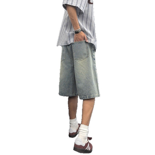 Shorts vaqueros con bordado floral