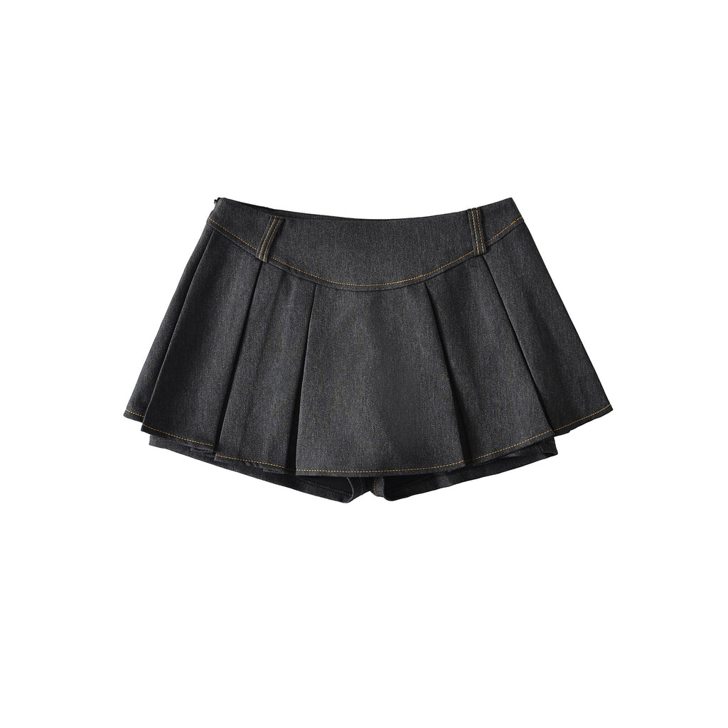 High waisted denim short skirt