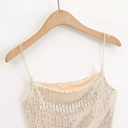 Top sin tirantes con lentejuelas