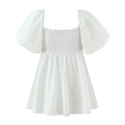 Fashionable  Women's Sweet Puff Sleeve Unique Babydoll Blouse