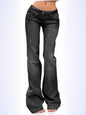 Street Style Low-Waist Flared Jeans, Slim Fit Stretch Denim Pants Long Pants