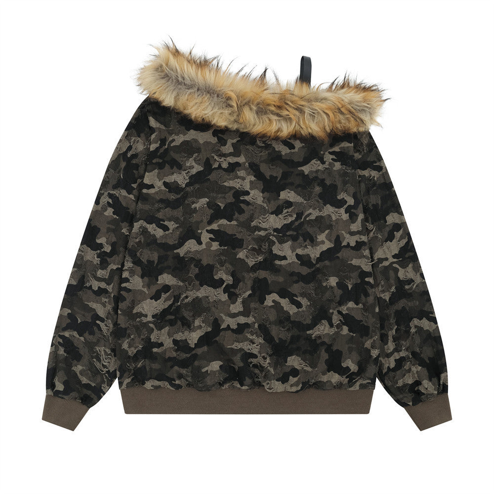 Neck Hoodie  Design with Detachable Fur Collar Casual Top