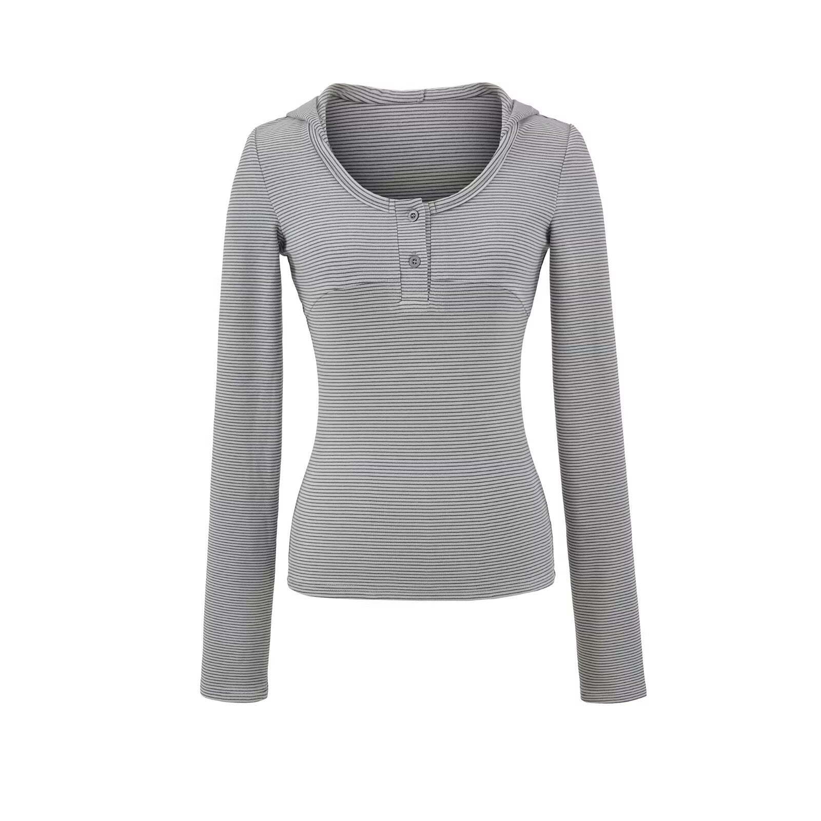 Striped retro striped long sleeved hooded top