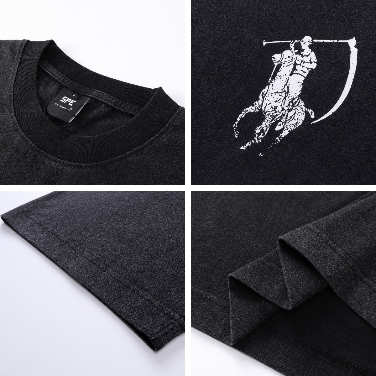Streetwear Vintage Embroidered Short Sleeve T-Shirt Unisex Cotton Oversize Casual Couple Tee Top