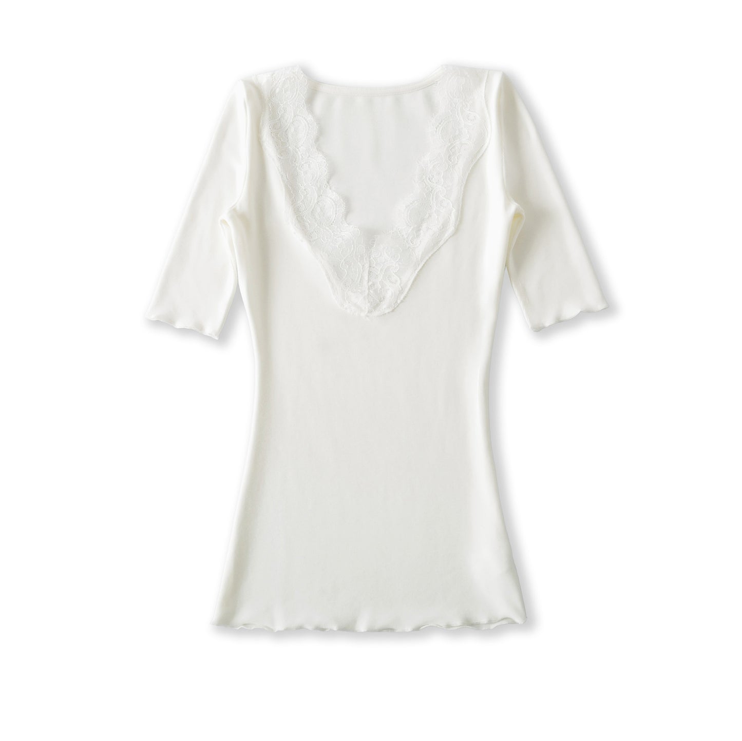 V-neck lace T-shirt