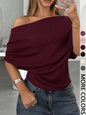 Sexy Single Shoulder Fitted Batwing Sleeve Top