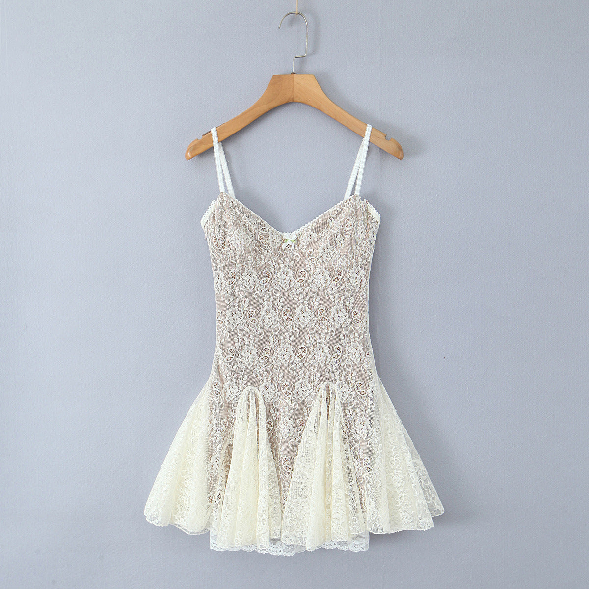 Fitted Lace Sheer Strapless Short Dress