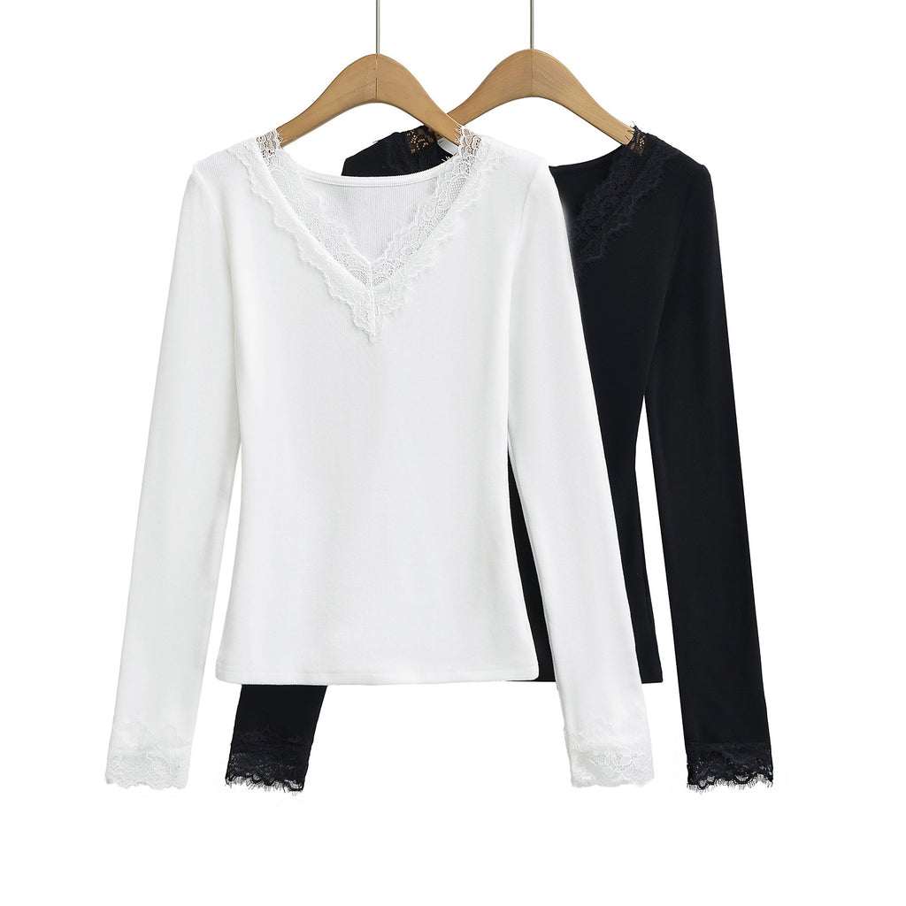 Lace lace slim fit T-shirt