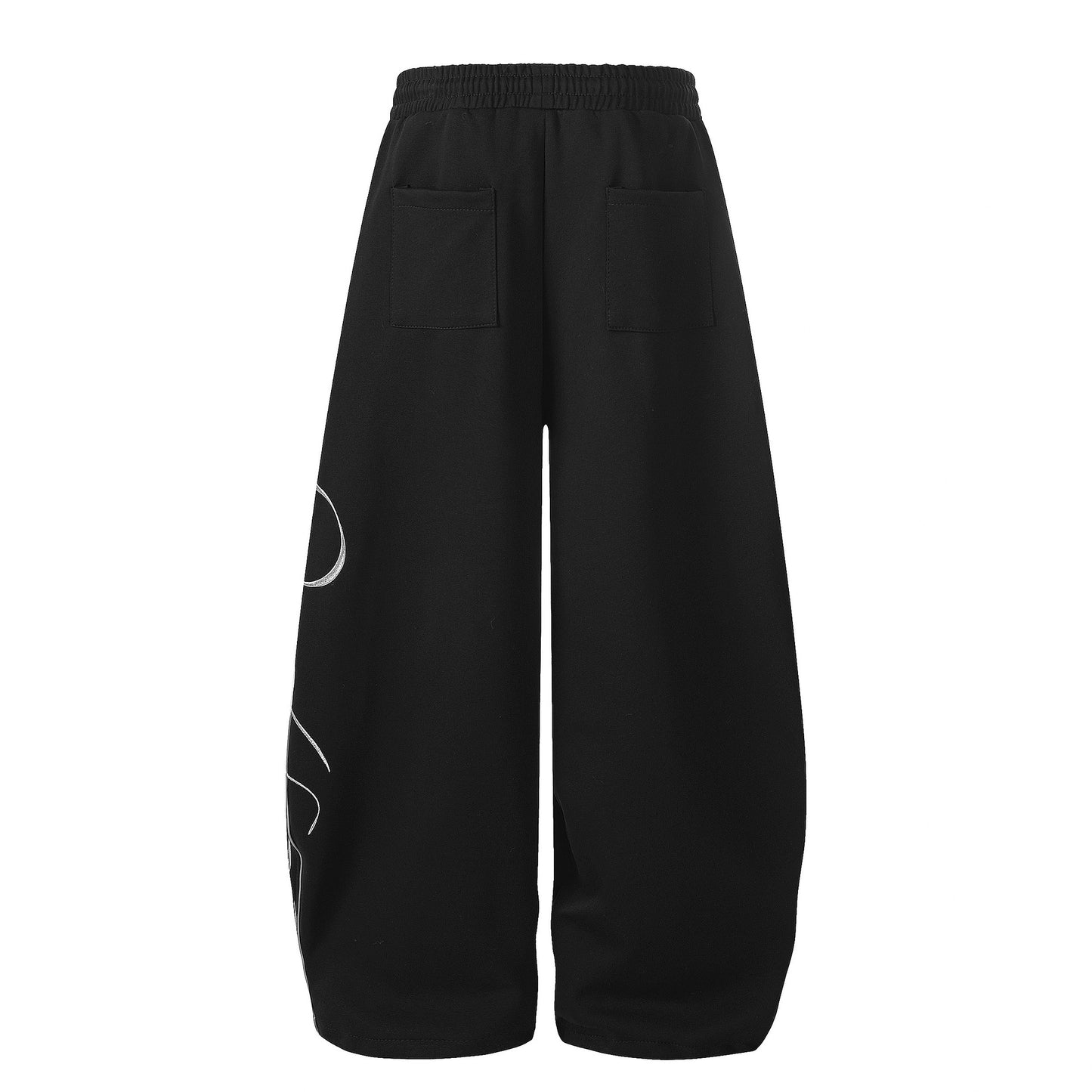 Contrast striped letter embroidery curved knife sweatpants