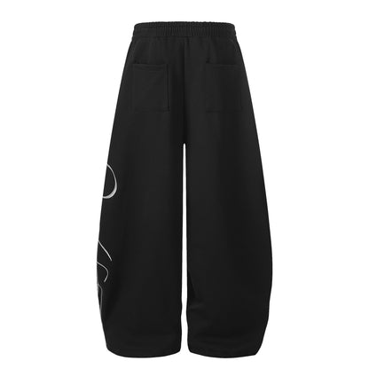 Contrast striped letter embroidery curved knife sweatpants