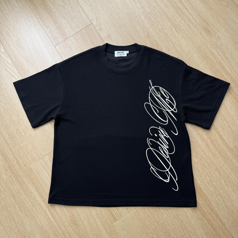 English letter printed short sleeved shirt