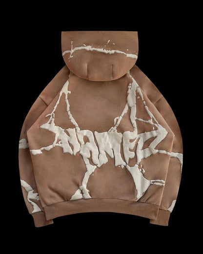 Sudadera con capucha de tres colores estampada con espuma de felpa