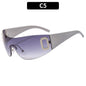 Nuevas gafas de sol Y2K Spice Girl con letras, gafas de sol integradas con visera, gafas adelgazantes avanzadas para mujer