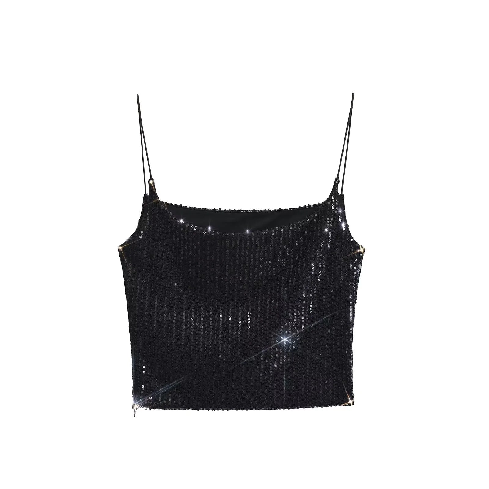 Sequined strapless tank top