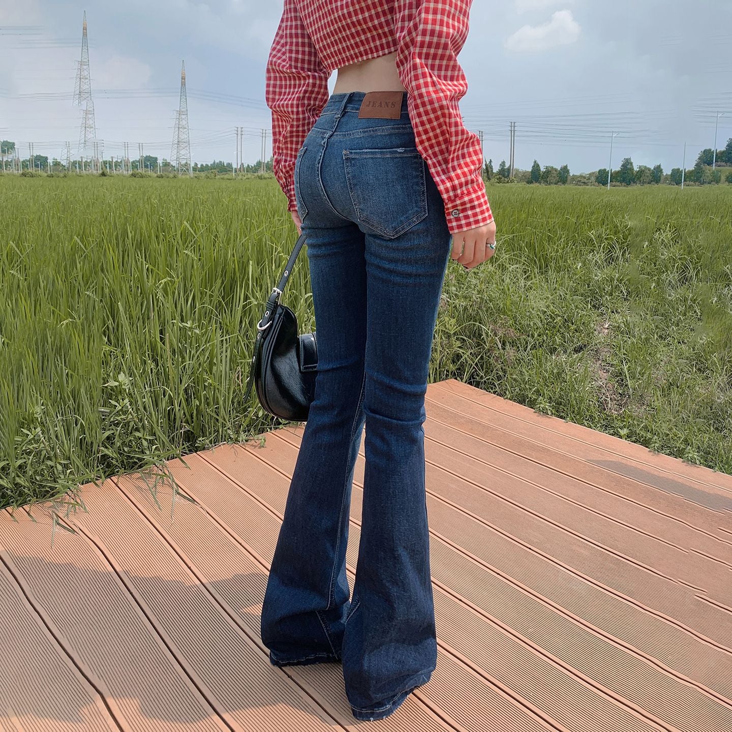 Retro Low Waist Flared Jeans Women Slim Fit Horsehoof Pants