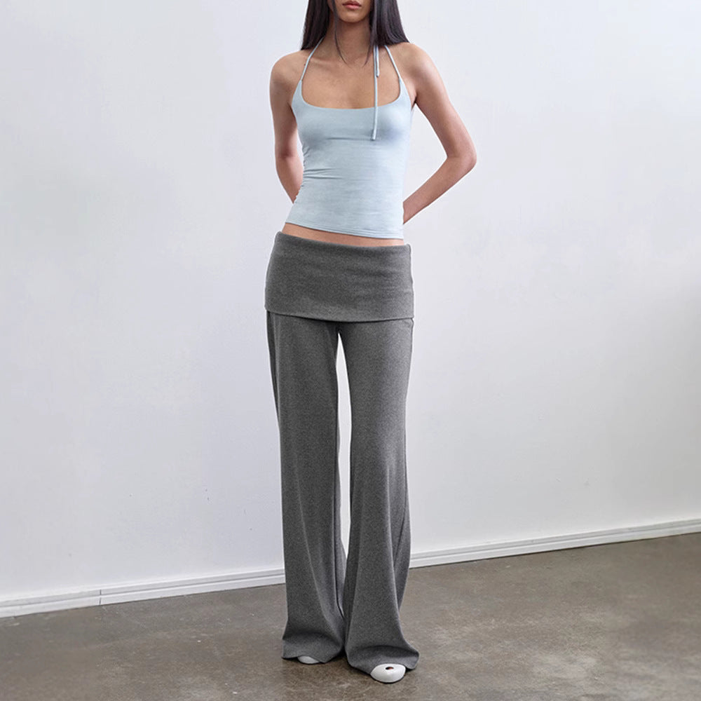 Low waist slim straight leg pants