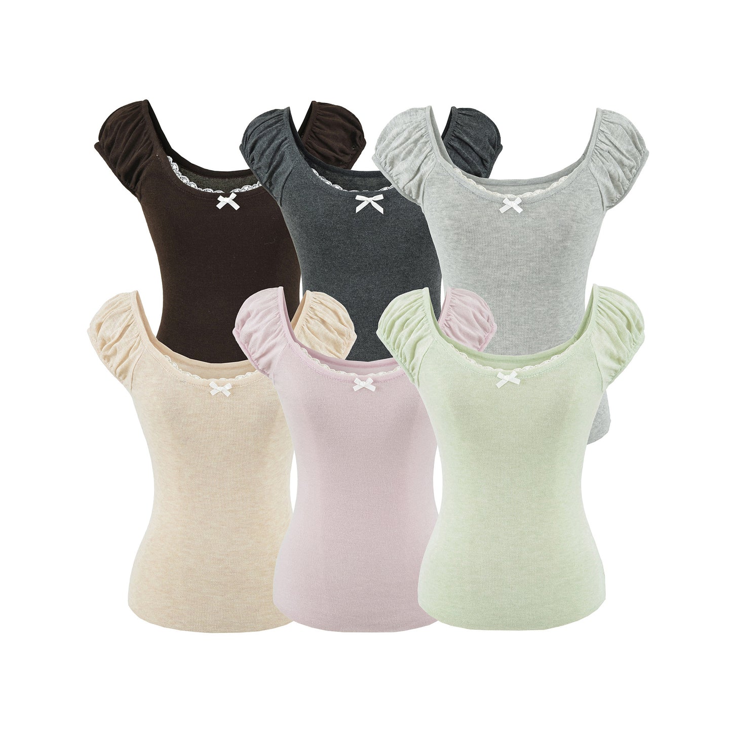 Butterfly Lace Knit T-Back Vest Women  Sweet Short Sleeve Off-Shoulder Top Slim Fit Cropped Babydoll Shirt