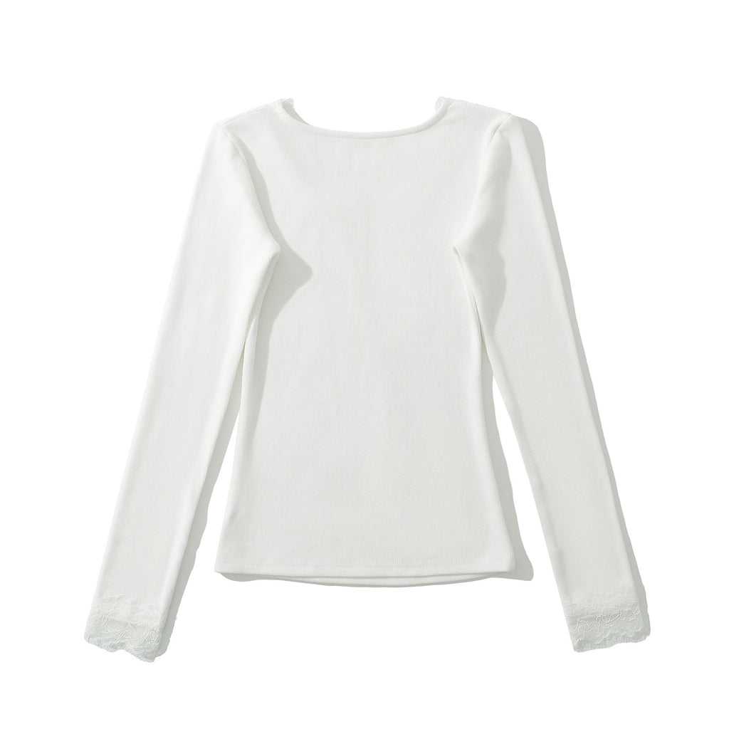 Lace lace slim fit T-shirt