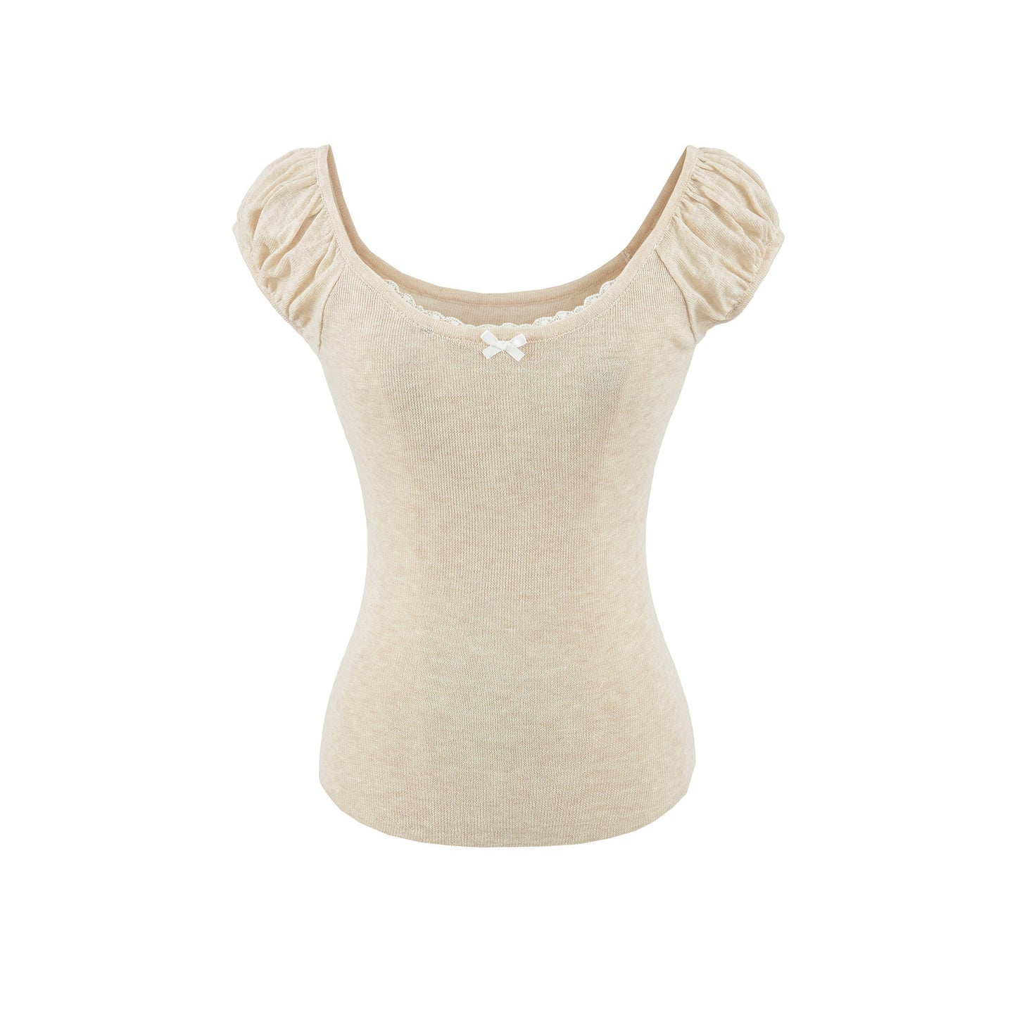 Butterfly Lace Knit T-Back Vest Women  Sweet Short Sleeve Off-Shoulder Top Slim Fit Cropped Babydoll Shirt