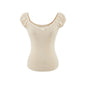 Butterfly Lace Knit T-Back Vest Women  Sweet Short Sleeve Off-Shoulder Top Slim Fit Cropped Babydoll Shirt