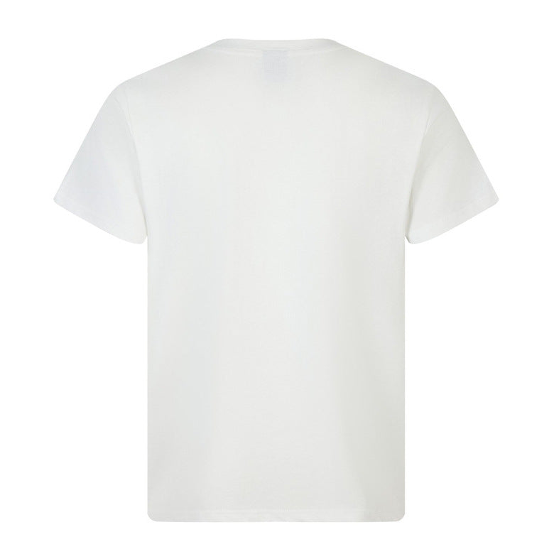 Water grass writing English letter printed short sleeved T-shirt